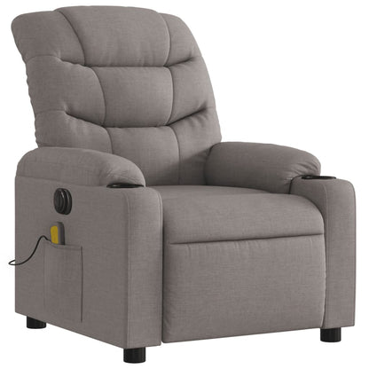 Elektrické Masážní Polohovací Křeslo Textil Taupe