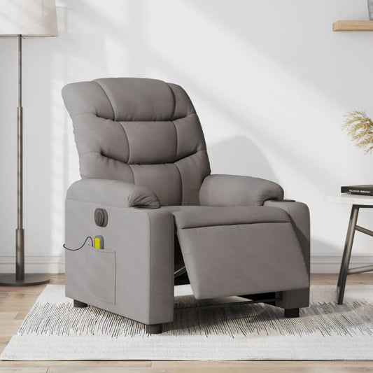 Elektrické Masážní Polohovací Křeslo Textil Taupe