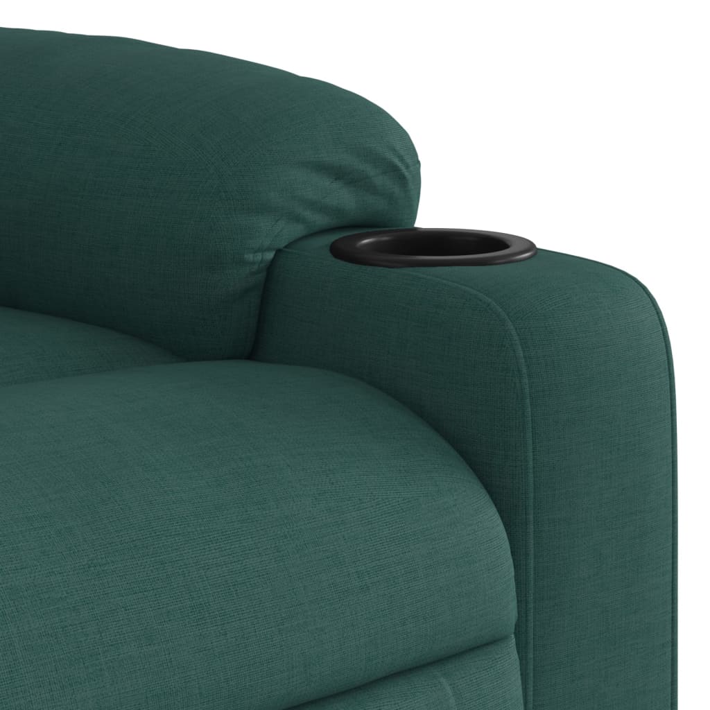 Zvedací Masážní Polohovací Křeslo Tmavě Zelené Textil Tmavě Zelená