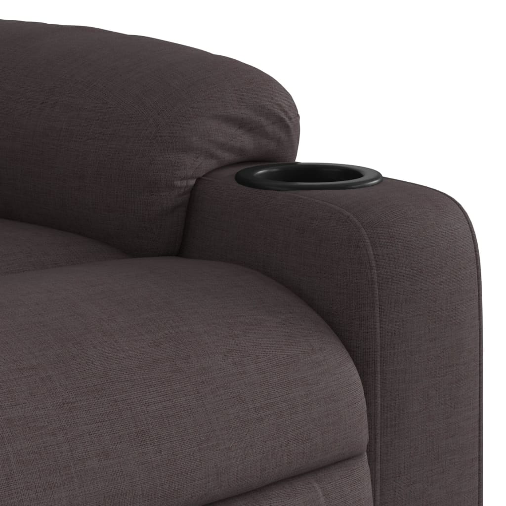 Elektrické Zvedací Masážní Polohovací Křeslo Tmavě Hnědé Textil Tmavě Hnědá