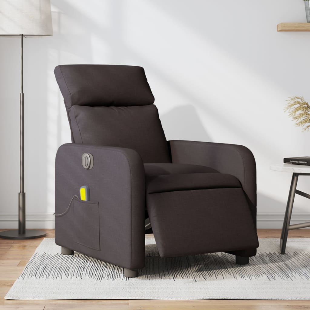 Elektrické Polohovací Křeslo Tmavě Hnědé Textil Tmavě Hnědá