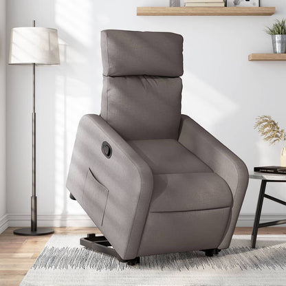 Elektrické Zvedací Polohovací Křeslo Textil Taupe