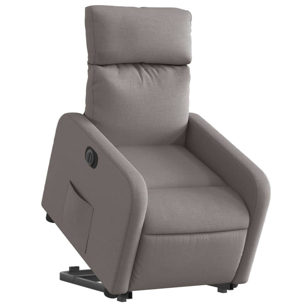 Elektrické Zvedací Polohovací Křeslo Textil Taupe