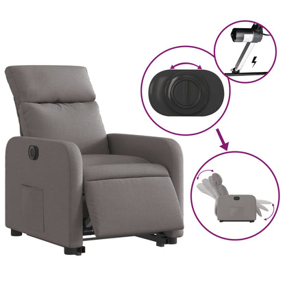 Elektrické Zvedací Polohovací Křeslo Textil Taupe