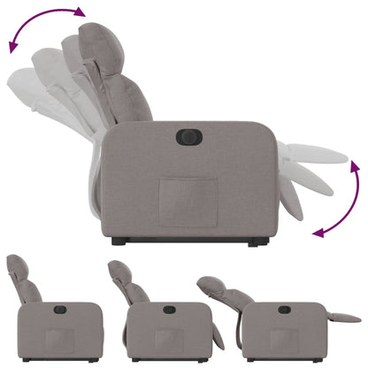 Elektrické Zvedací Polohovací Křeslo Textil Taupe