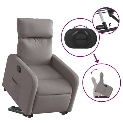 Elektrické Zvedací Polohovací Křeslo Textil Taupe
