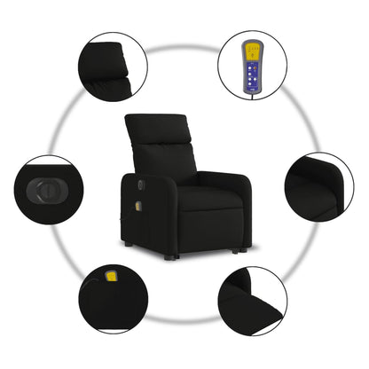 Elektrické Zvedací Masážní Polohovací Křeslo Černé Textil Černá