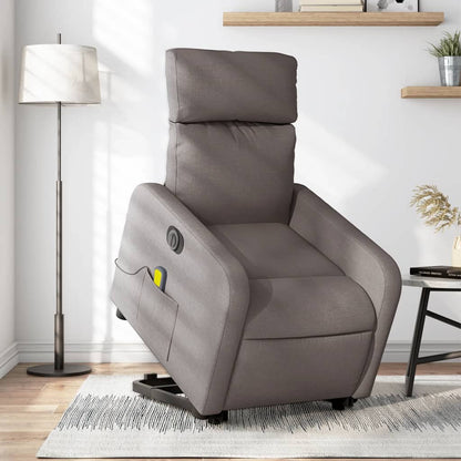 Elektrické Zvedací Polohovací Křeslo Textil Taupe