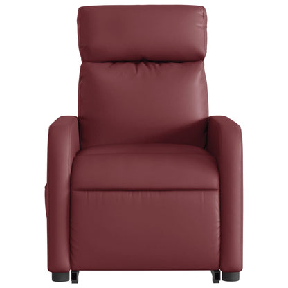 Zvedací Polohovací Křeslo Vínové Umělá Kůže Vínová Červená