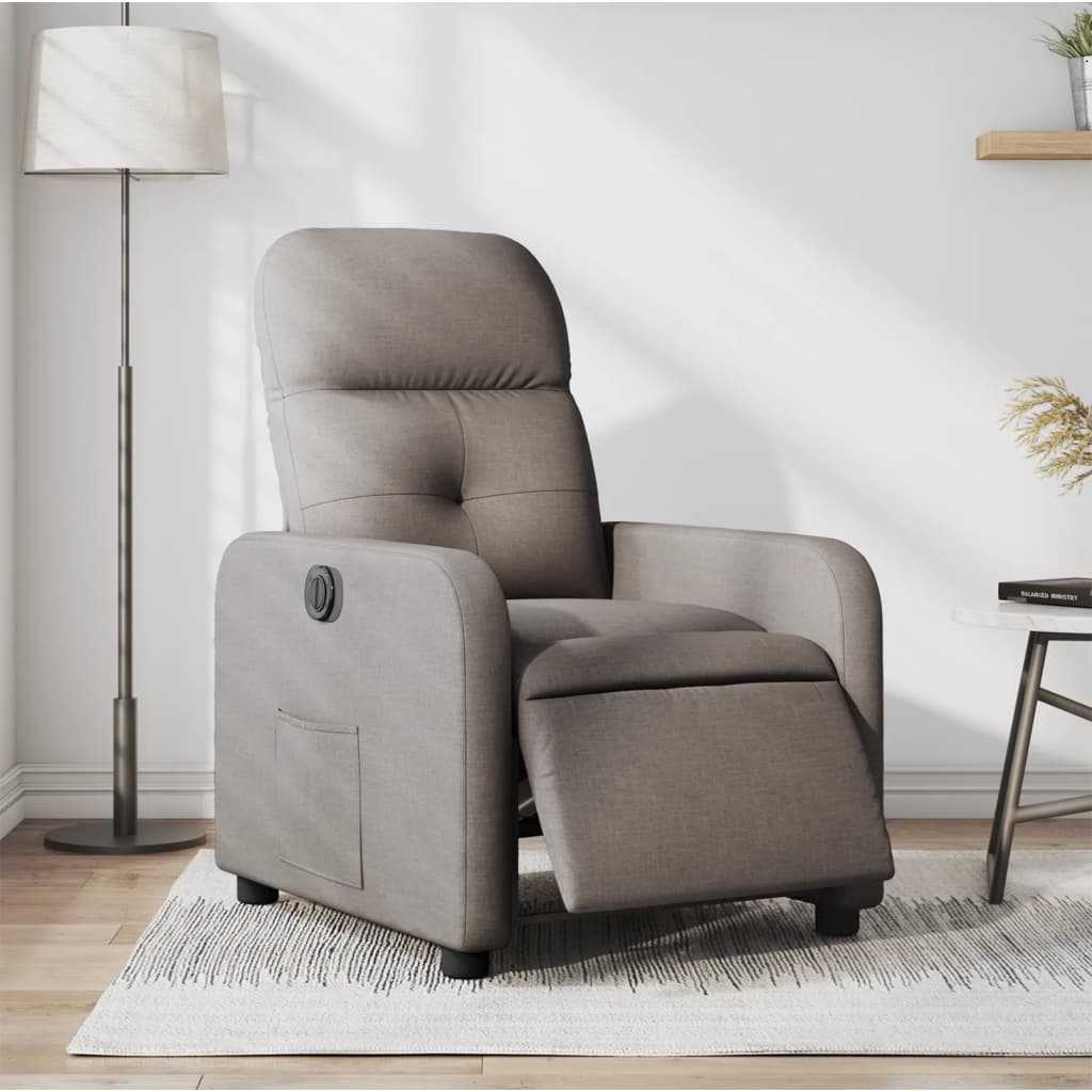 Masážní Polohovací Křeslo Textil Taupe