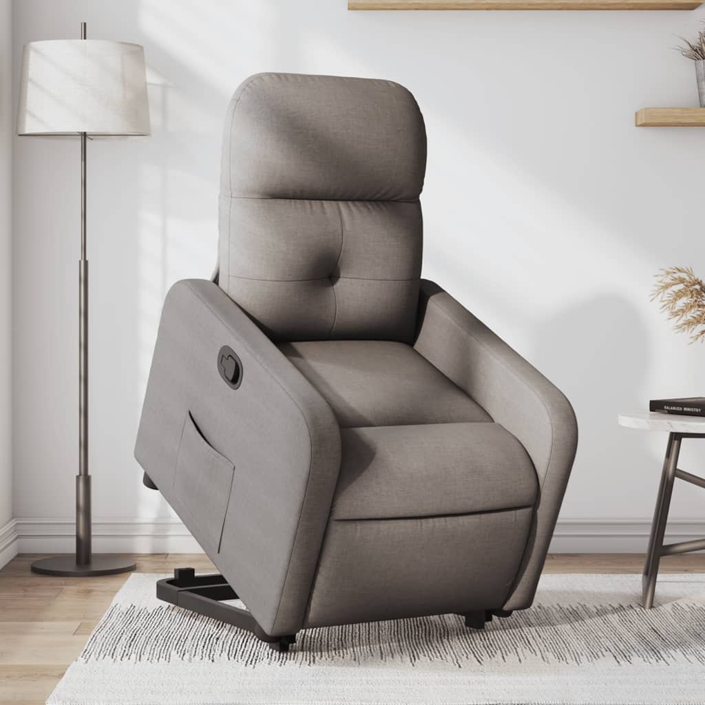Zvedací Masážní Polohovací Křeslo Textil Taupe