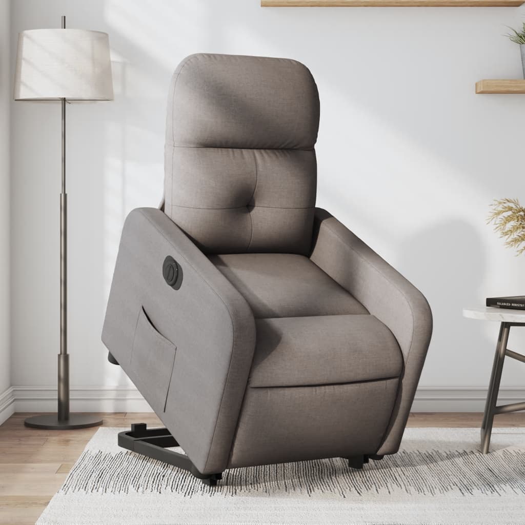 Zvedací Masážní Polohovací Křeslo Textil Taupe
