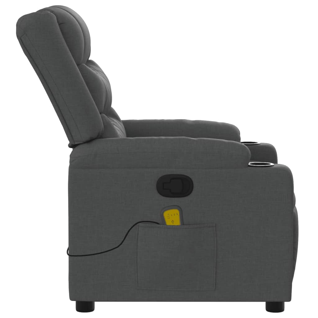 Masážní Křeslo S Polohovacím Mechanismem, Tmavě Šedé, Látkové