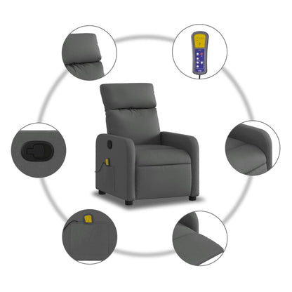 Masážní Křeslo S Polohovacím Mechanismem, Tmavě Šedé, Látkové