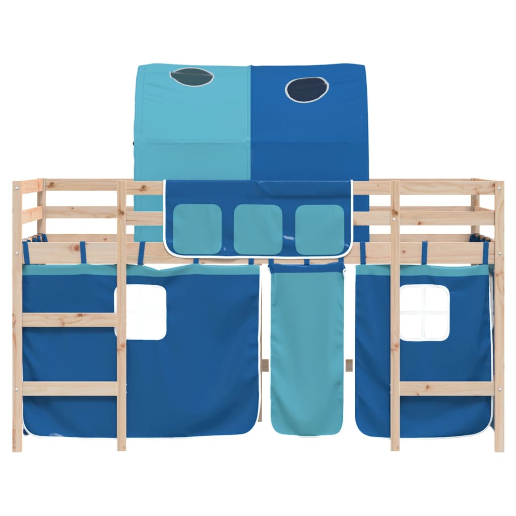 Dětská Patrová Postel S Tunelem Modrá 80X200 Cm Masiv Borovice