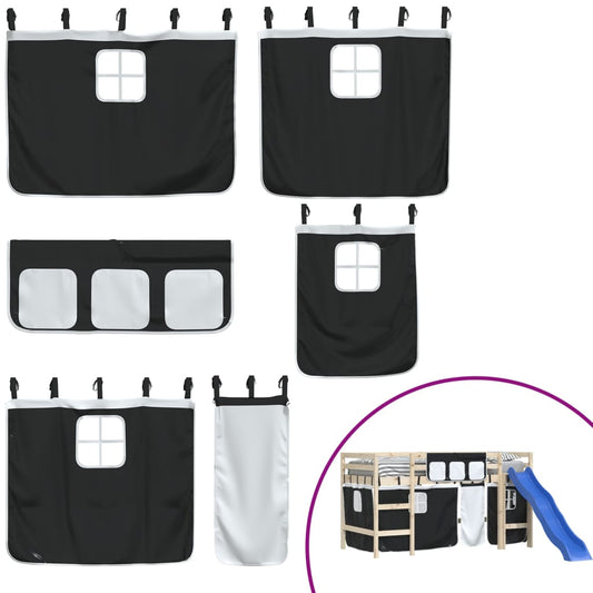 Závěsy Na Patrovou Postel Bílé A Černé Polyester