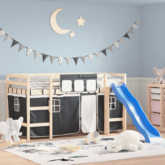 Závěsy Na Patrovou Postel Bílé A Černé Polyester