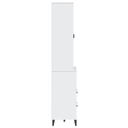 Příborník Viken Bílý 80 X 40 X 200 Cm Masivní Borové Dřevo