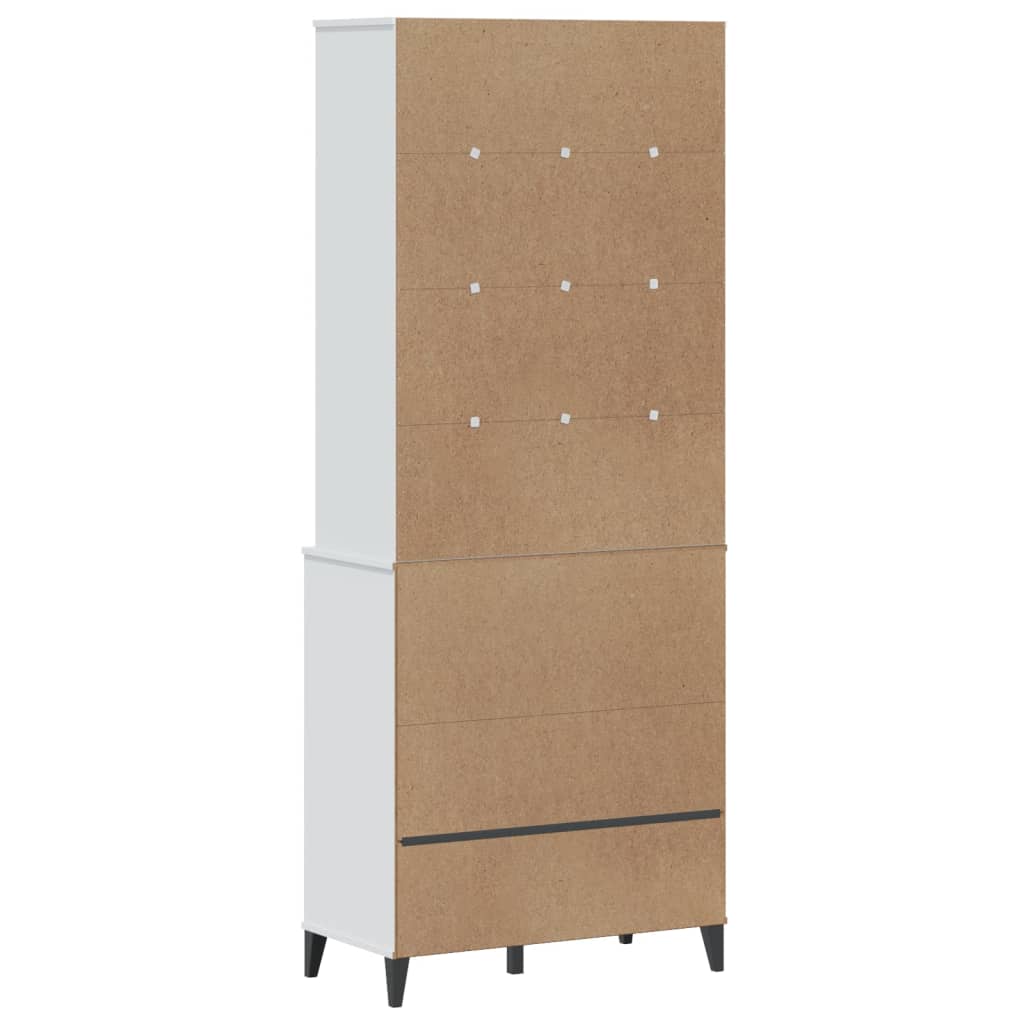 Příborník Viken Bílý 80 X 40 X 200 Cm Masivní Borové Dřevo