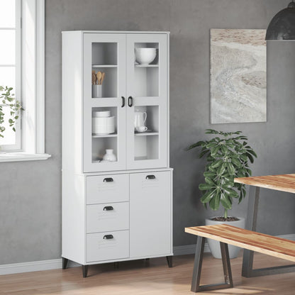 Příborník Viken Bílý 80 X 40 X 190 Cm Masivní Borové Dřevo