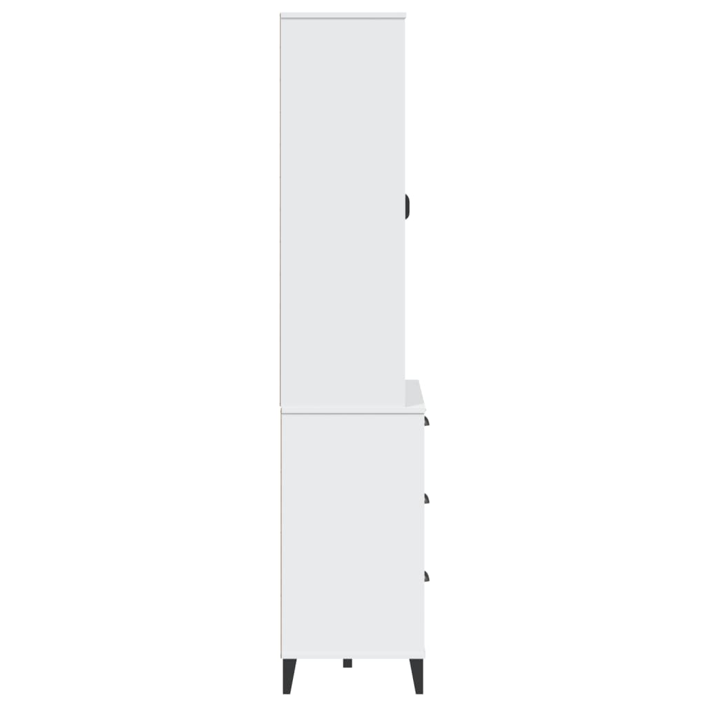 Příborník Viken Bílý 80 X 40 X 190 Cm Masivní Borové Dřevo