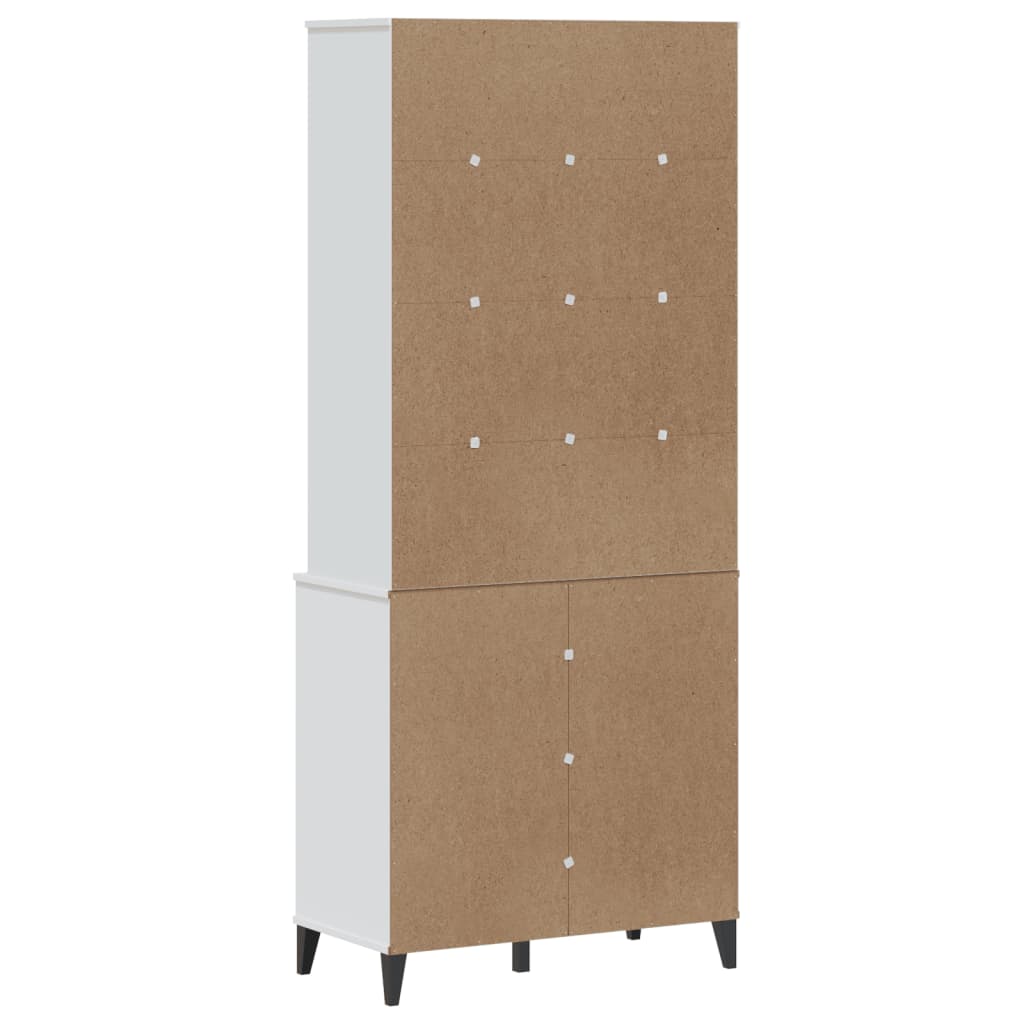 Příborník Viken Bílý 80 X 40 X 190 Cm Masivní Borové Dřevo