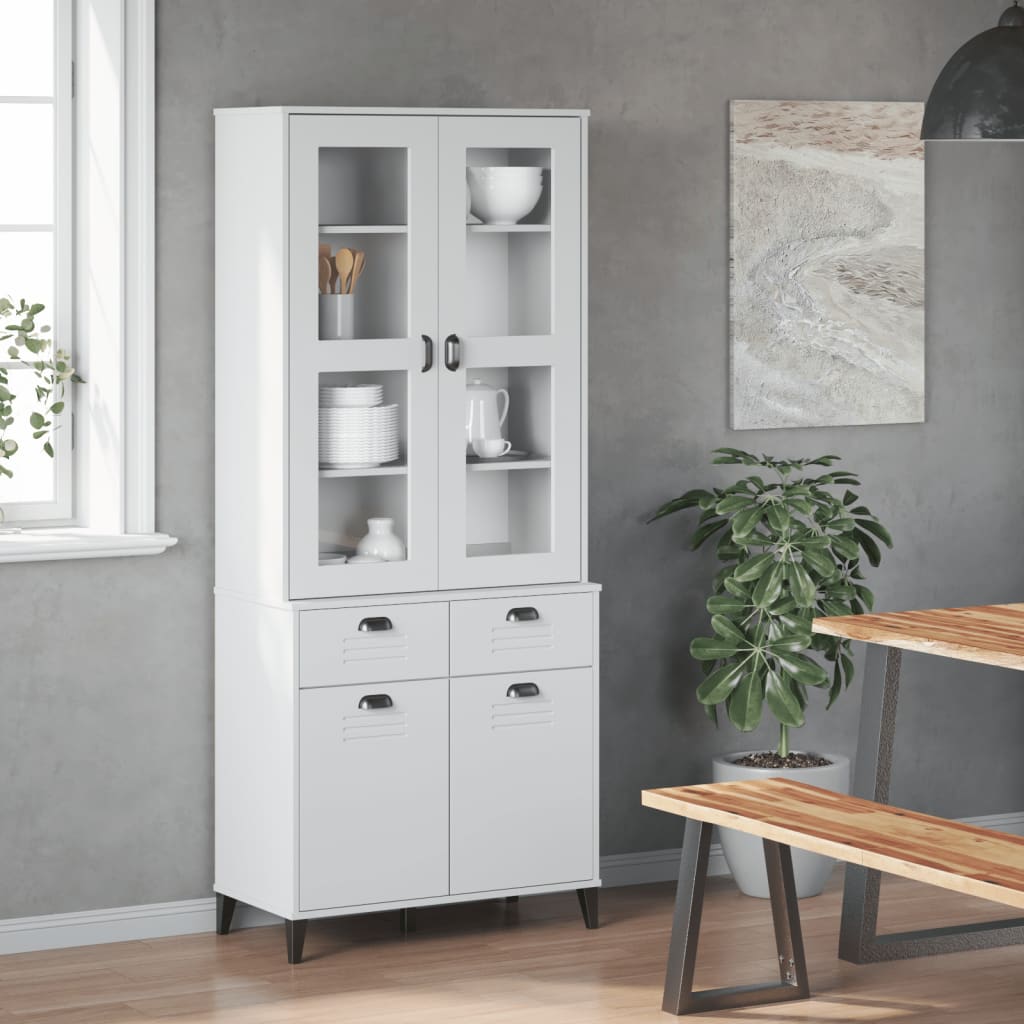 Příborník Viken Bílý 80 X 40 X 190 Cm Masivní Borové Dřevo