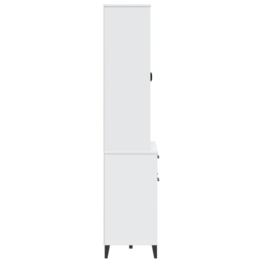Příborník Viken Bílý 80 X 40 X 190 Cm Masivní Borové Dřevo