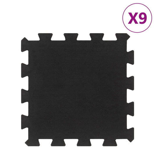 Gumové Podlahové Dlaždice 9 Ks Černé 16 Mm 30 X 30 Cm