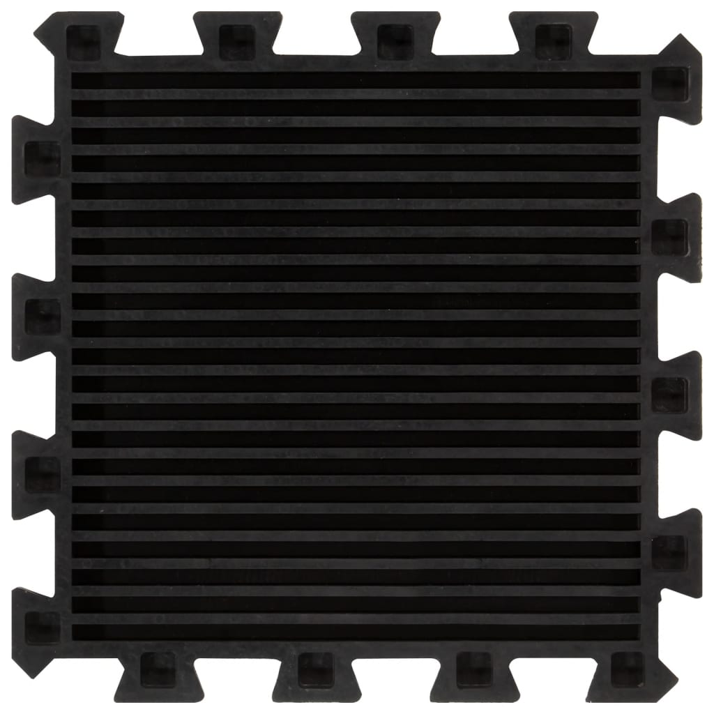 Gumové Podlahové Dlaždice 9 Ks Černé 16 Mm 30 X 30 Cm