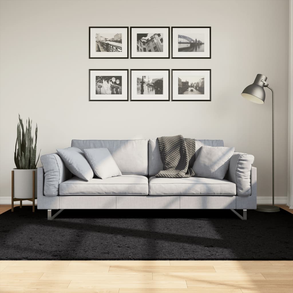 Koberec Oviedo Krátký Vlas Černý 160 X 230 Cm