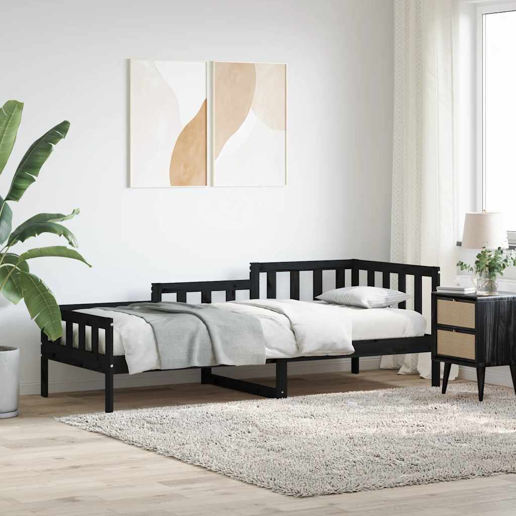 Válenda Černá 80 X 200 Cm Masivní Borové Dřevo