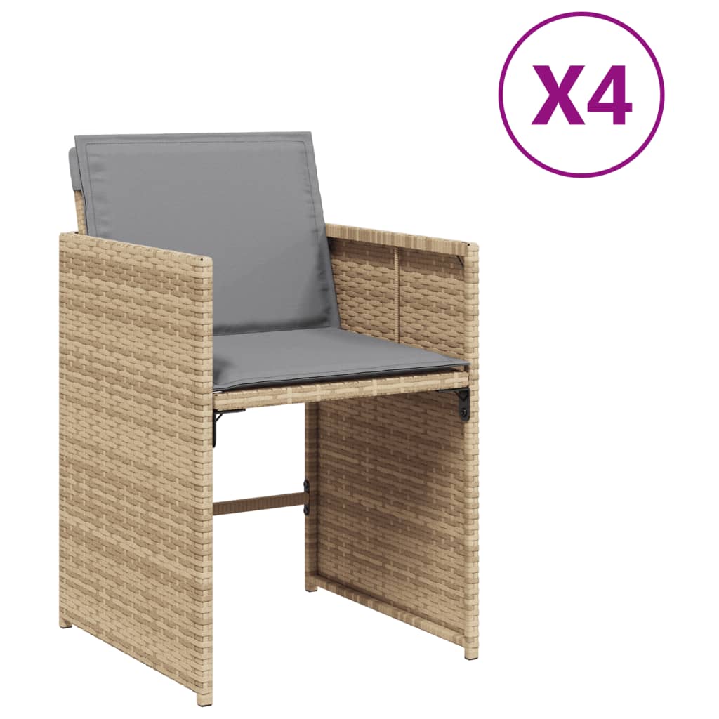 Zahradní Křesla S Poduškami 4 Ks Smíšená Béžová Polyratan