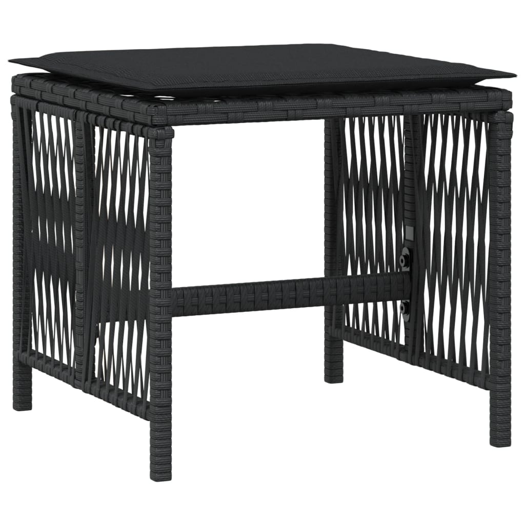 Zahradní Stoličky S Poduškami 4 Ks Černé 41X41X36 Cm Polyratan