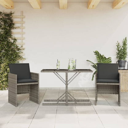 3Dílný Bistro Set S Poduškami Černý Polyratan