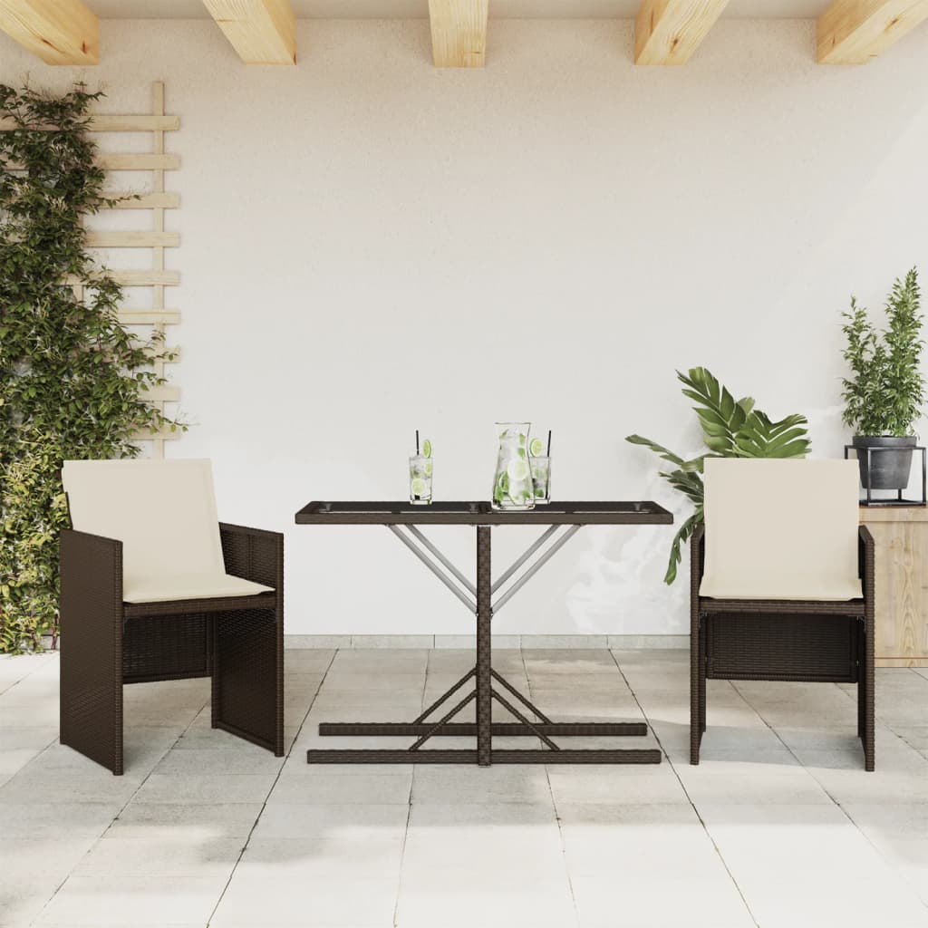 3Dílný Bistro Set S Poduškami Černý Polyratan