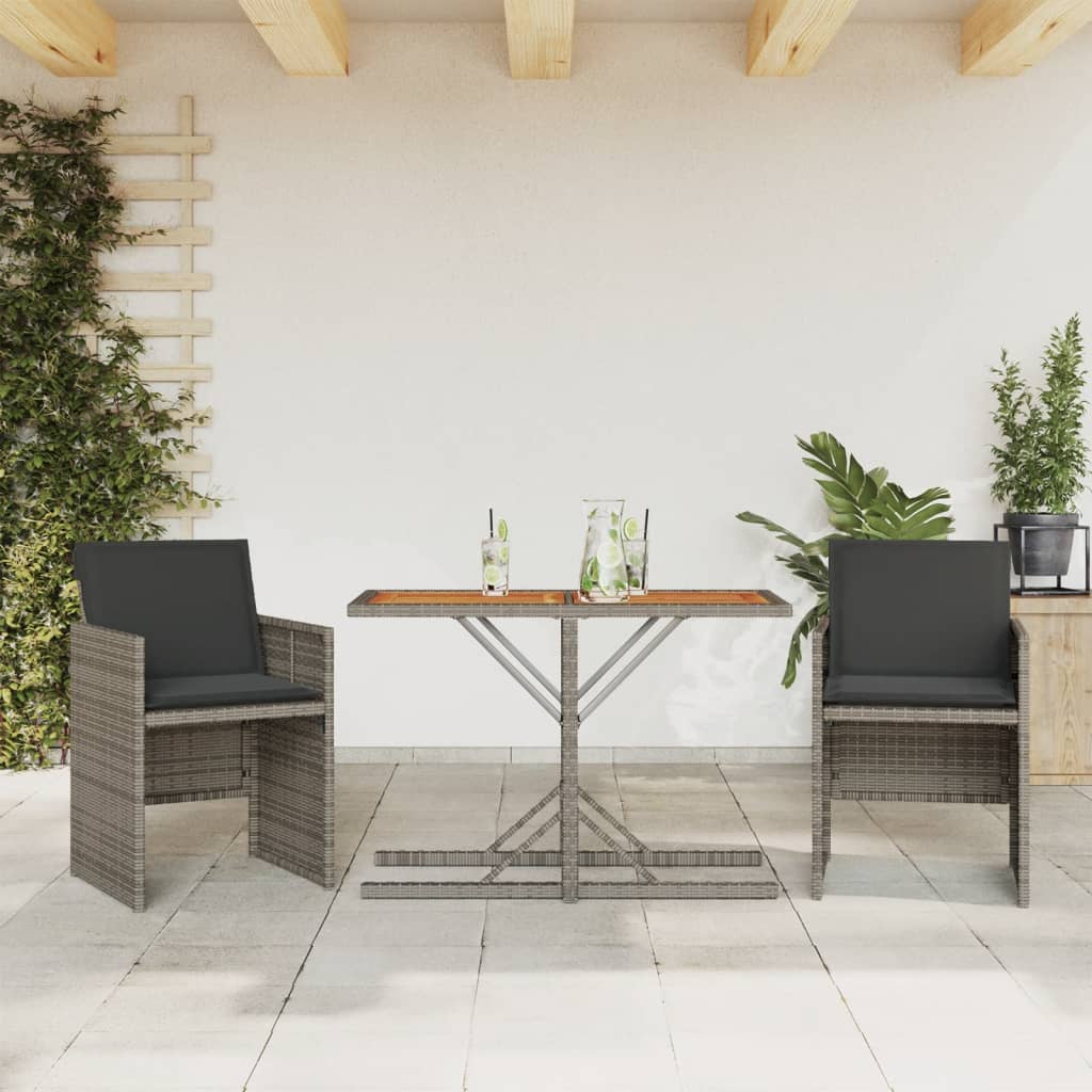 3Dílný Bistro Set S Poduškami Černý Polyratan