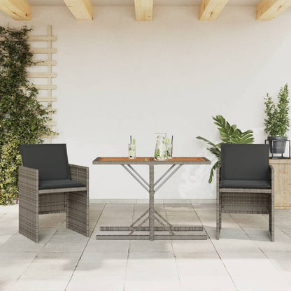 3Dílný Bistro Set S Poduškami Černý Polyratan