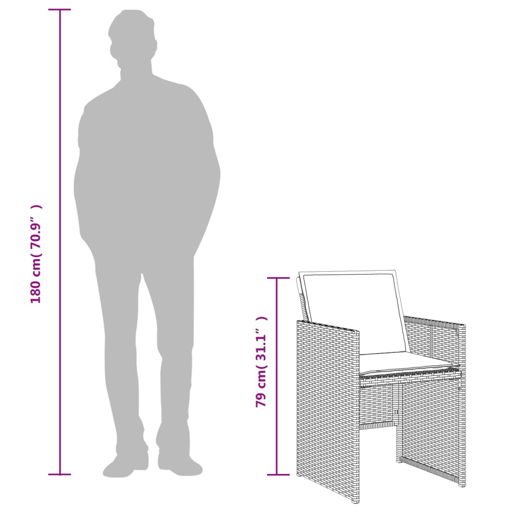 3Dílný Bistro Set S Poduškami Černý Polyratan