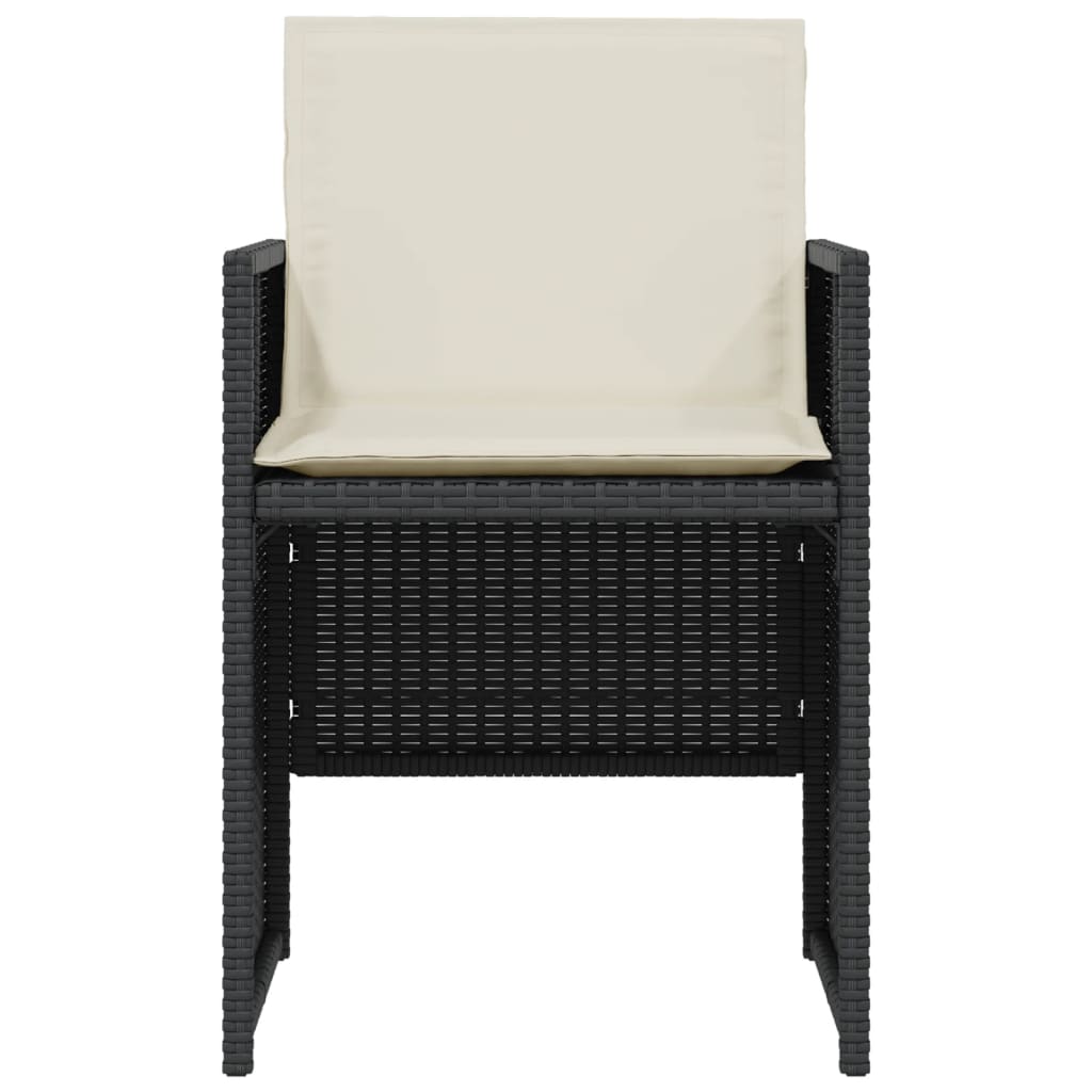 3Dílný Bistro Set S Poduškami Černý Polyratan