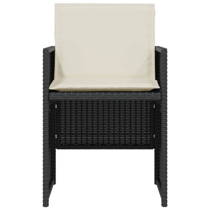 3Dílný Bistro Set S Poduškami Černý Polyratan