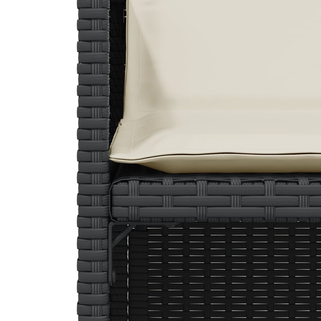 3Dílný Bistro Set S Poduškami Černý Polyratan