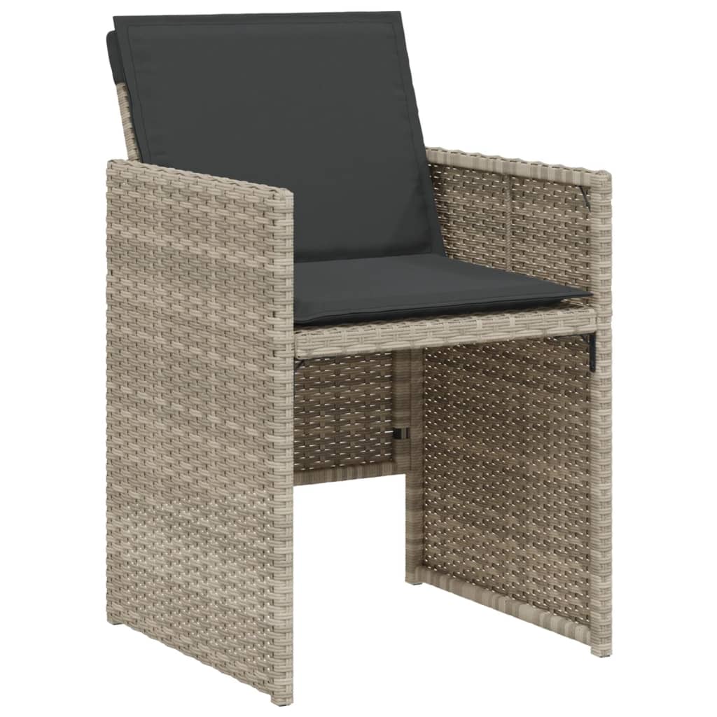 3Dílný Bistro Set S Poduškami Světle Šedý Polyratan