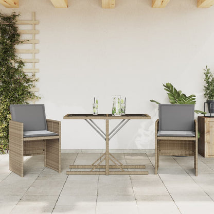 3Dílný Bistro Set S Poduškami Mix Béžové Polyratan