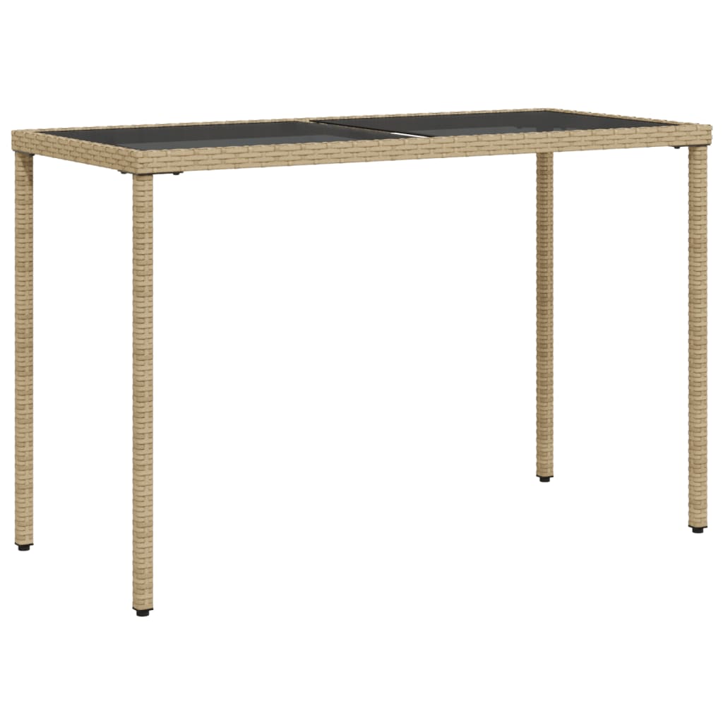 Zahradní Stůl Se Skleněnou Deskou Béžový 115X54X74 Cm Polyratan