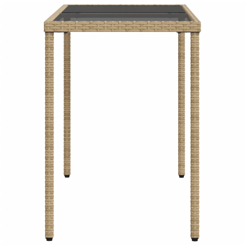 Zahradní Stůl Se Skleněnou Deskou Béžový 115X54X74 Cm Polyratan