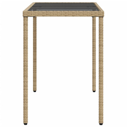 Zahradní Stůl Se Skleněnou Deskou Béžový 115X54X74 Cm Polyratan