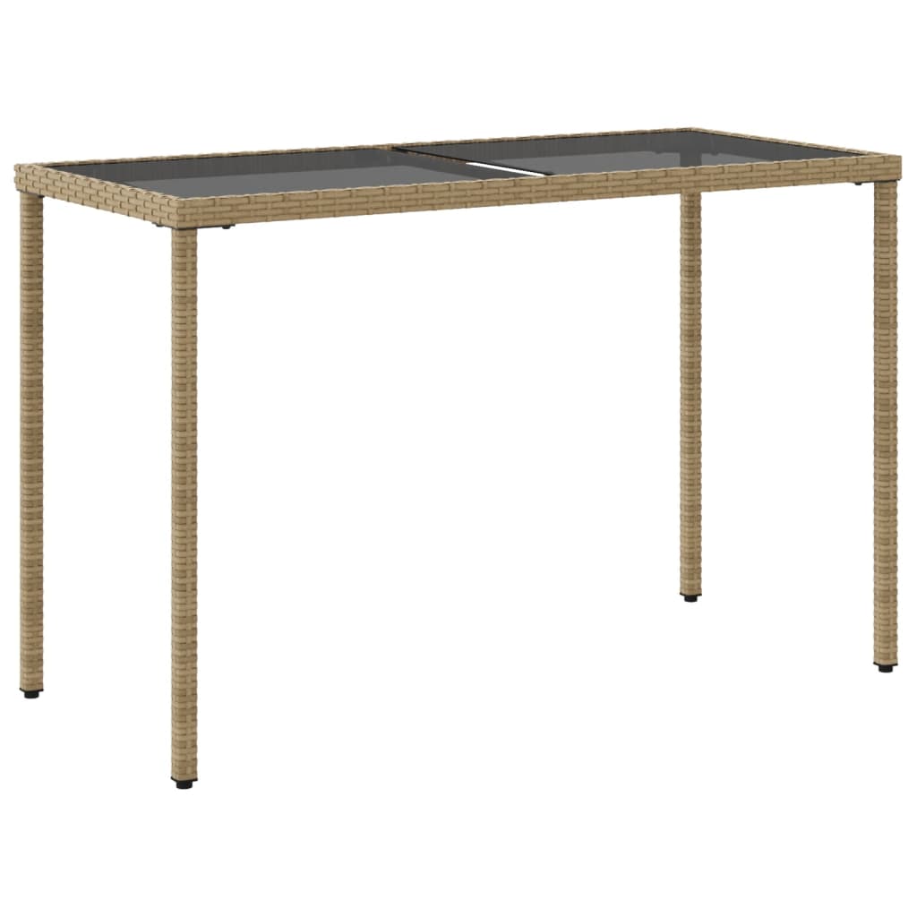 Zahradní Stůl Se Skleněnou Deskou Béžový 115X54X74 Cm Polyratan