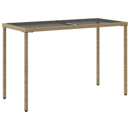 Zahradní Stůl Se Skleněnou Deskou Béžový 115X54X74 Cm Polyratan