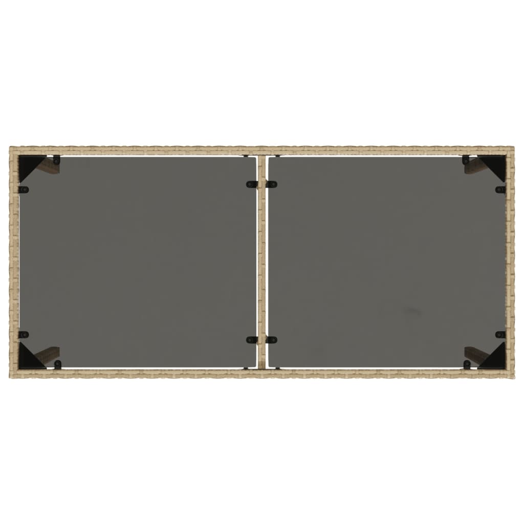 Zahradní Stůl Se Skleněnou Deskou Béžový 115X54X74 Cm Polyratan